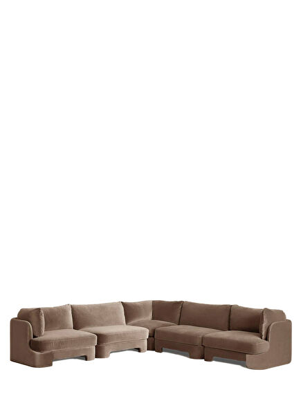 Gaia Açık Kahve Kadife L Kanepe