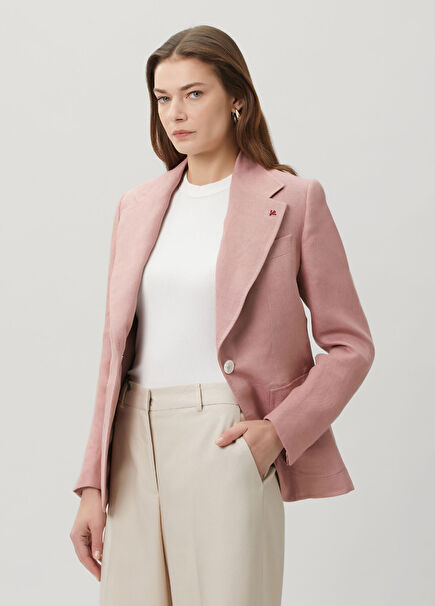 Pembe Keten Blazer