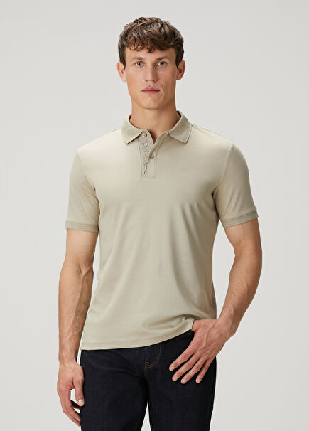 Gri Polo Yaka Organik Pamuk T-shirt