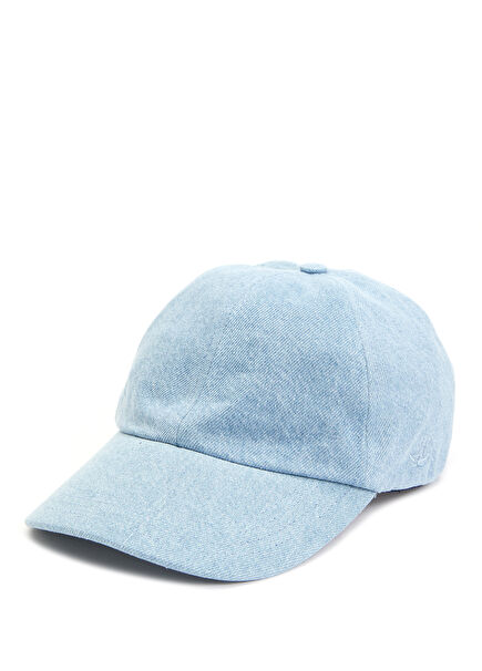 Mavi Kaz Nakışlı Denim Dokulu Erkek Şapka