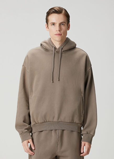 Taupe Kapüşonlu Sweatshirt