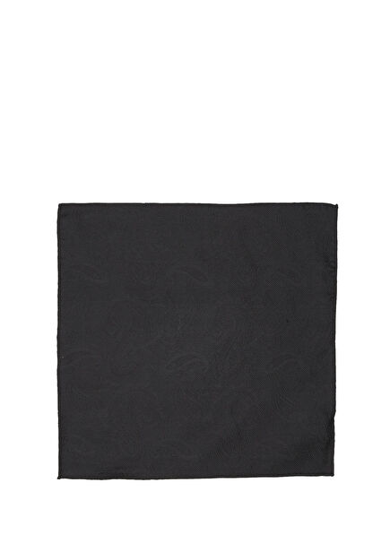 Siyah Şal Desenli İpek Mendil