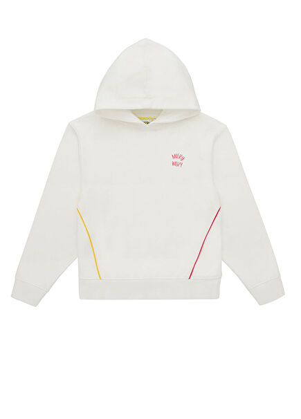 Beyaz Kapüşonlu Kız Çocuk Sweatshirt