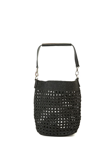 Lola Black Wicker Shopping Bag