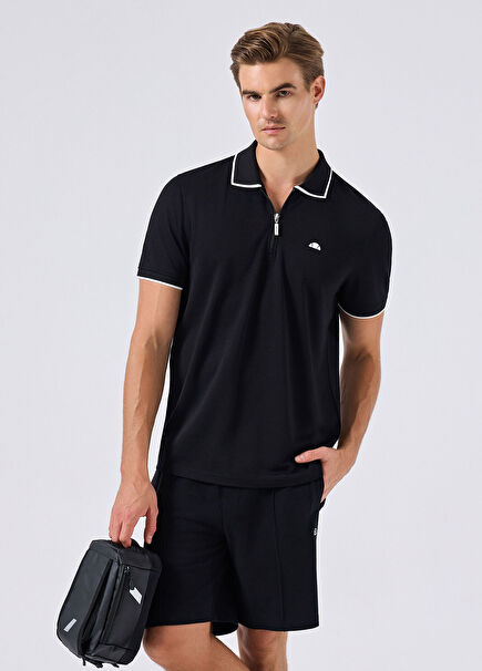 Siyah Polo Yaka Kısa Kollu Erkek T-Shirt 6SM5006-BK