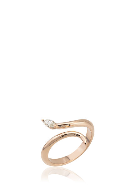 Marquise Diamond Detailed Women's Gold Ring