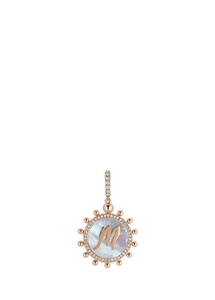 Wish Me Charm with Letter M with 14K Gold Diamonds