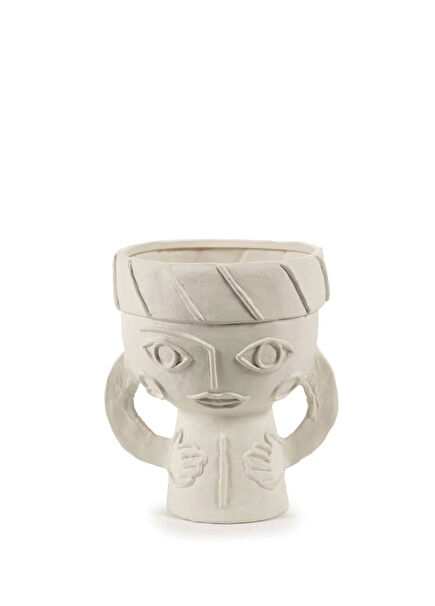 Les Femmes S02 Beige Kırık Beyaz Seramik Vazo