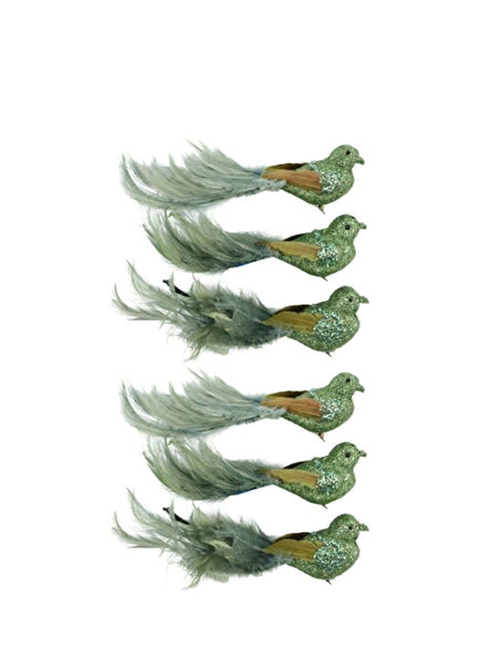 6pcs Federstolz Green Birds Trinket