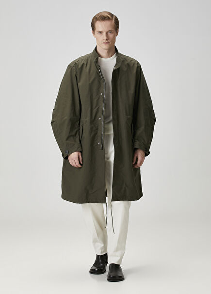 Khaki Logo Printed Parka