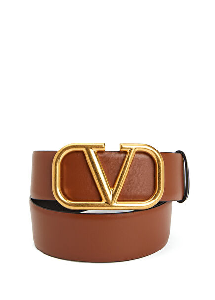 Tan Logo Leather Women's Belt