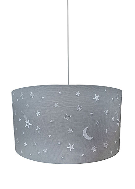 Gri Haki Star Hardal Nakışlı Çocuk Odası Aydınlatma