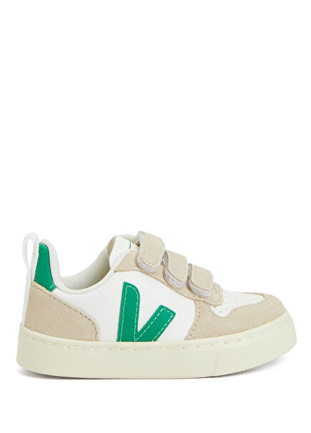 Small V-10 Chromefree White Kids Leather Sneaker