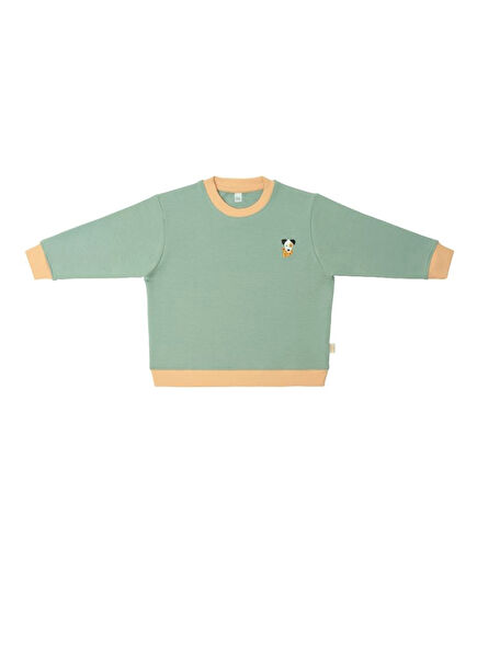 Contrast Detailed Mint Sweatshirt