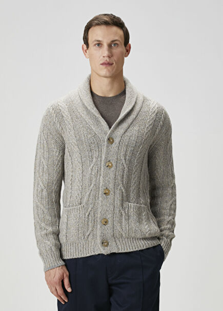 Açık Gri Yün Hırka