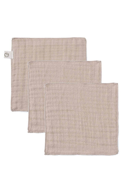 Beige Four Ply Muslin Baby 3-Pack Mouth Diaper