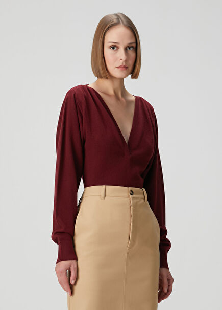 May Burgundy Wool Blouse