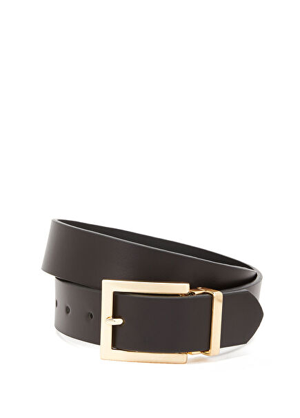 Siyah Kalın Kadın Deri Kemer