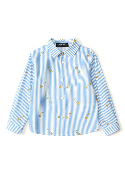 Blue White Striped Boys Shirt