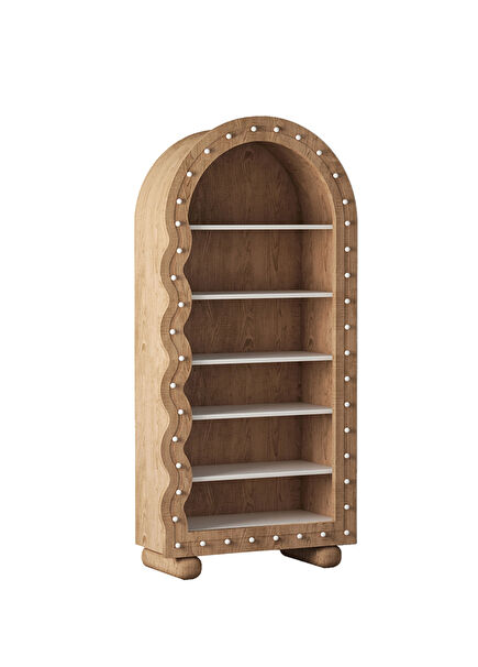 Game Açık Ceviz Ahşap Beyaz Raflı Kitaplık