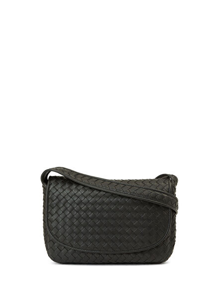 Siyah Örgü Dokulu Erkek Deri Çanta