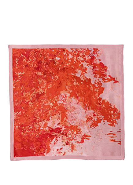 Depths of Pink Desenli İpek Saten Kadın Eşarp
