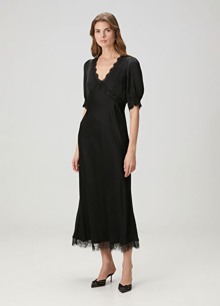 Annina Black Midi Dress