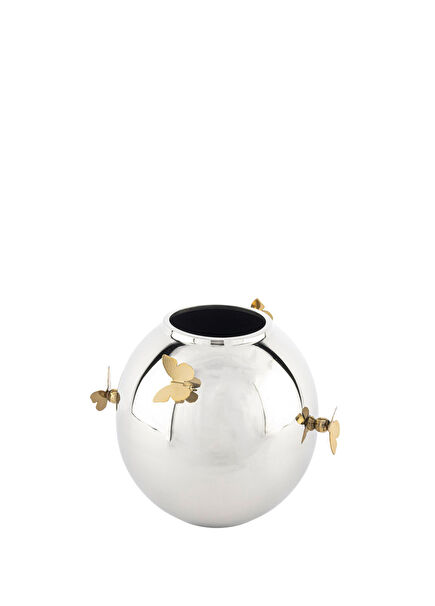 Butterfly Figure Silver Gold Steel Vase