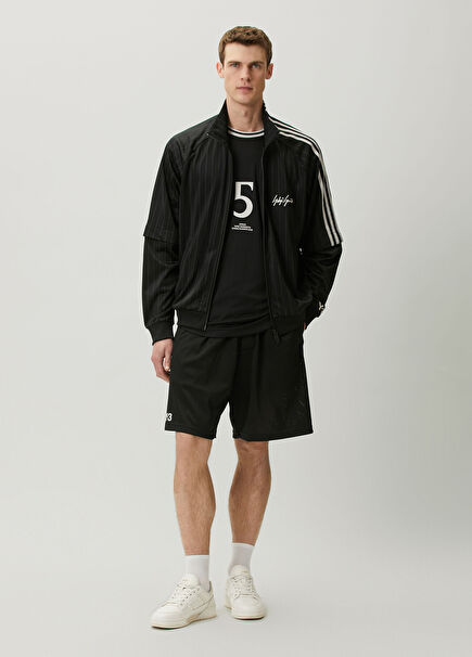 Siyah Beli Kordonlu File Şort