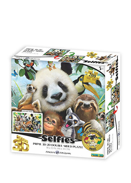 Cute Animals Selfie Double-Sided 200-Piece 3D Puzzle