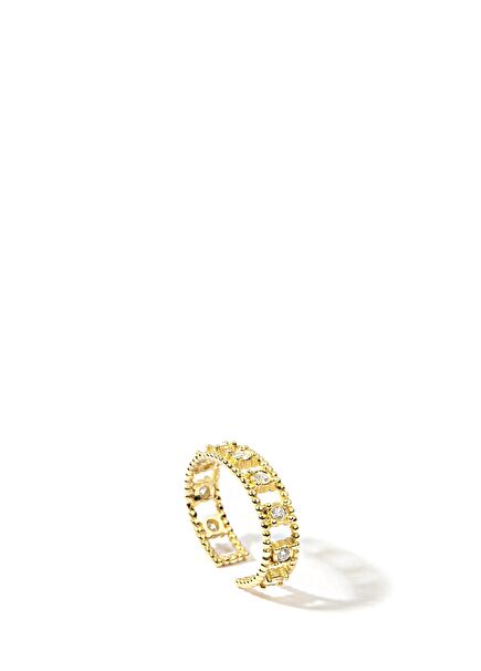 9 Diamonds 14 Karat Yellow Gold Ear Cuff