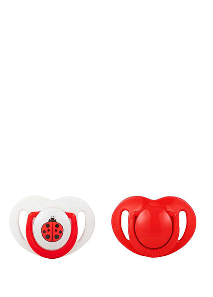 Kırmızı Uğur Böceği Desenli 12+ Ay Silikon 2'li Ortodontik Emzik