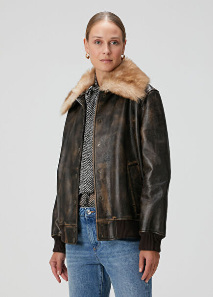 Kahverengi Deri Ceket