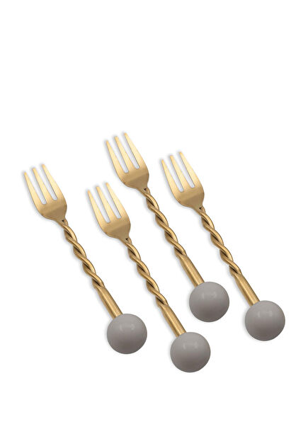 Globe Grey Gold Steel 4-Piece Cake Fork