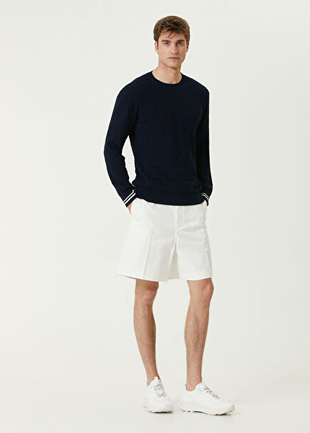 White Logo Detailed Bermuda