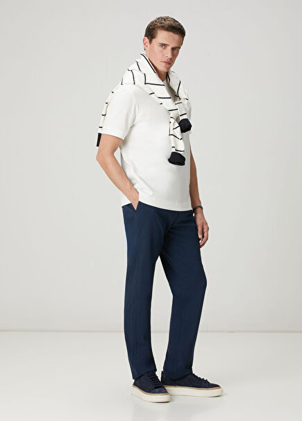 Navy Blue Mini Honeycomb Textured Sports Trousers