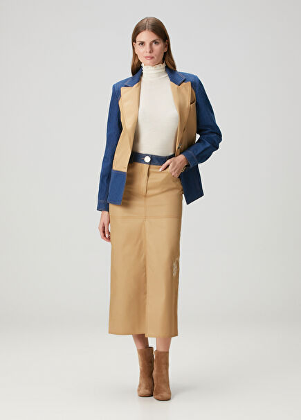 Zeta Bej Mavi Midi Etek