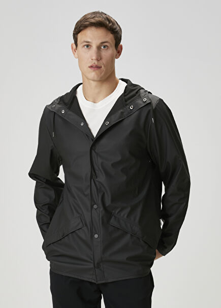 Black Hooded Raincoat