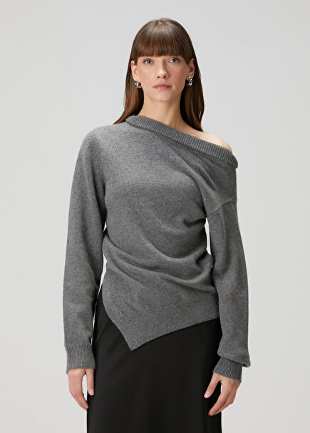 Gray Asymmetrical Wool Sweater