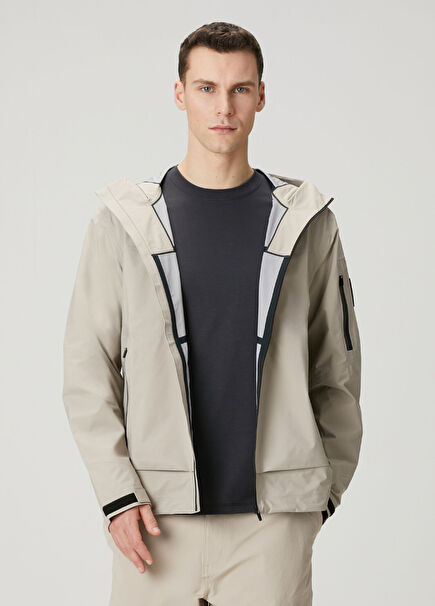 Beige Hooded Trek Jacket
