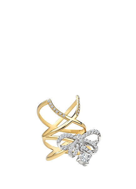 The Bow Pırlanta Parmak Ucu Kadın Altın Yüzük