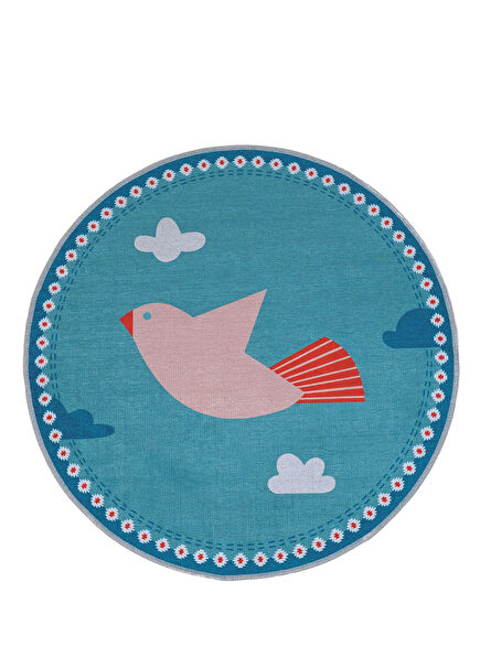Amulet Bird Mint Green Washable Children's Rug 120 cm
