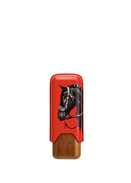 Year Of Horse Red 62 Ring 2 Capacity Cedar Leather Cigar Case