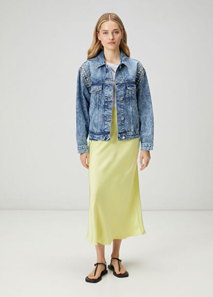 Neon Yellow Maxi A-Line Satin Skirt