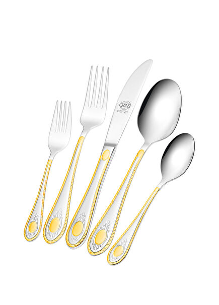 Nadine Altın Rengi Çelik 12 Kişilik 96 Parça Çatal Kaşık Bıçak Seti