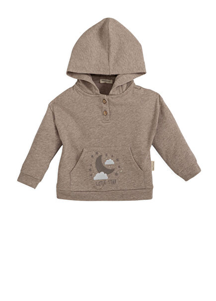 Dream Cloud Beige Melange Hooded Unisex Baby Sweatshirt