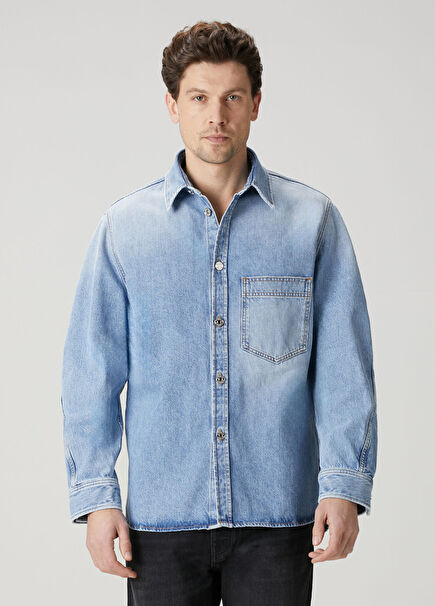 Couture Seam Light Blue Denim Shirt
