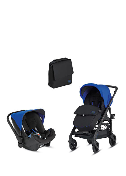 Trilogy Blue One-Handed Foldable Two-Way Baby Stroller and Baby Carrier and Bag Set