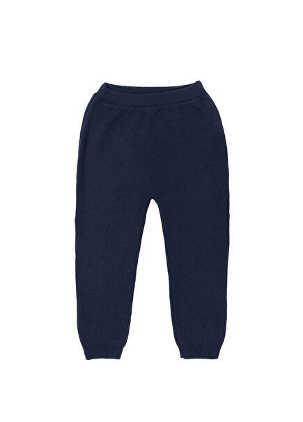 Cozy Day Navy Blue Plain Knitwear Unisex Kids Leggings