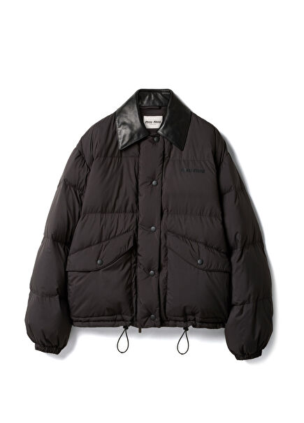 Black Technical Ponje Short Women's Puffer Jacket